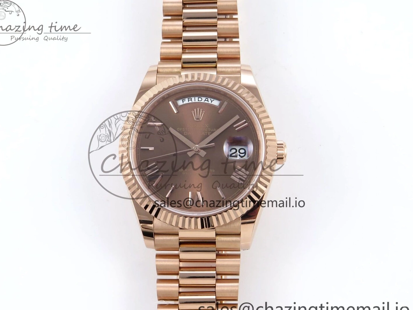 (Gain Best 40 RG A2836 Brown 228235 1:1 Weight) Noob Dial Edition Roman Bracelet President Date Day on 0326